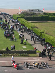 Bikes lined up on the seafront on the Sunday morning